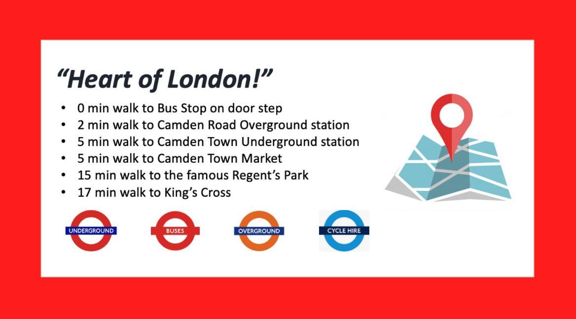 Luxury Rooms In Camden Town Near Shops, Cafes, Bars & Metro With Shared Bathrooms Londyn Zewnętrze zdjęcie